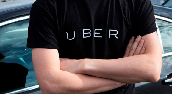 Man wearing an Uber t-shirt