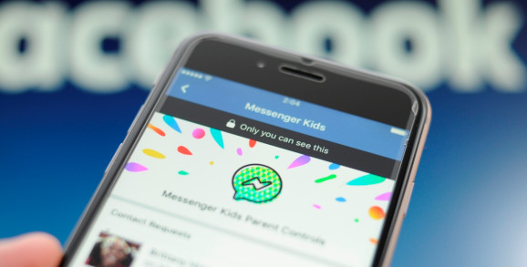 The Facebook Messenger application for kids is seen on a smartphone in this photo illusration on Decembner 4, 2017.