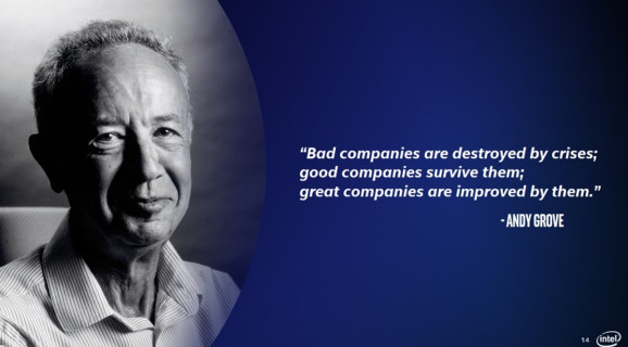 Intel's former CEO Andy Grove talked about crises' impact on companies.