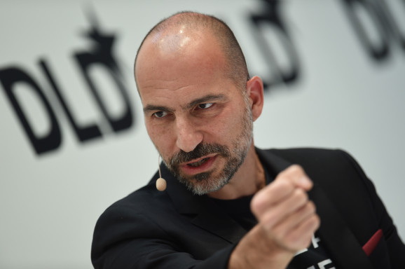 Uber CEO Dara Khosrowshahi speaking at DLD Conference in Munich.