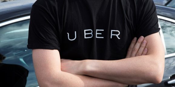Man wearing an Uber t-shirt
