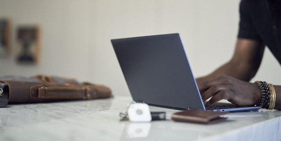 Tile tethered to a laptop