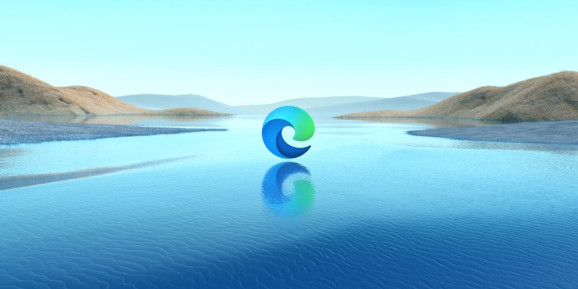Chromium Edge logo on water