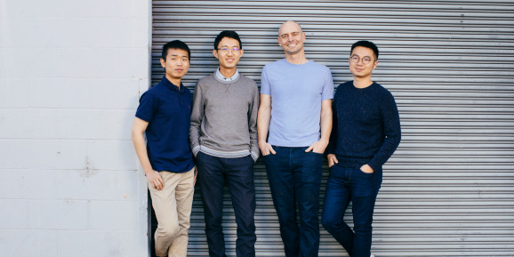 Covariant founders left to right: Rocky Duan, Tianhao Zhang, Pieter Abbeel, and Peter Chen