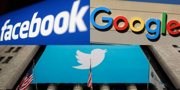 Facebook, Google, Twitter logos