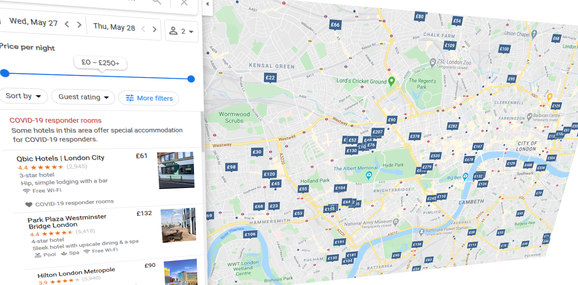 Google Maps: COVID-19 responder rooms