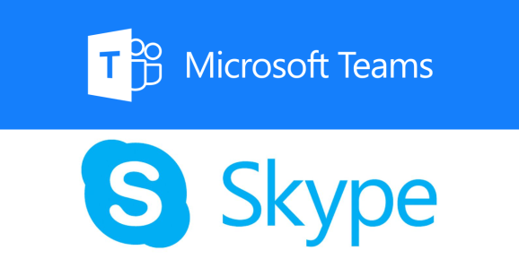 Microsoft Teams and Skype logos