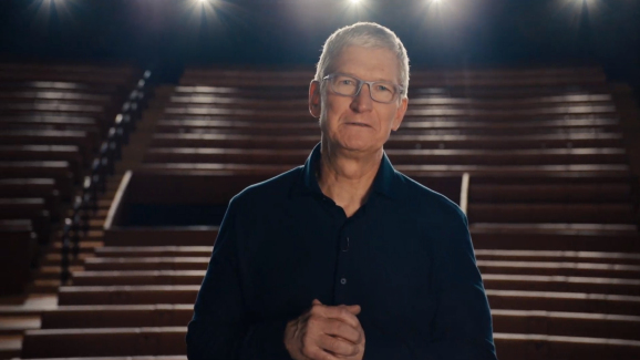 CEO Tim Cook talking at Apple's first virtual WWDC event