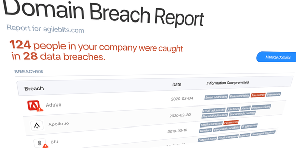 1Password breach report powered by Have I Been Pwned