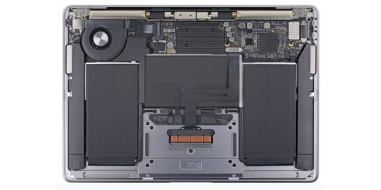 The internals of a 13" MacBook Air (2020 model shown) will likely look dramatically different with an Apple-developed CPU.