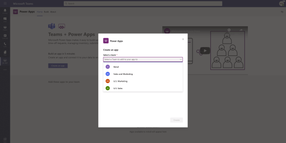 Microsoft Teams create a Power App