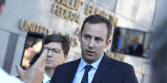 SAN FRANCISCO, CALIFORNIA - SEPTEMBER 24: Former Google and Uber engineer Anthony Levandowski gives a statement to reporters after a court appearance at the Phillip Burton Federal Building and U.S. Courthouse on September 24, 2019.