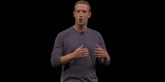 Facebook CEO Mark Zuckerberg speaks at Oculus Connect 6 in 2019.