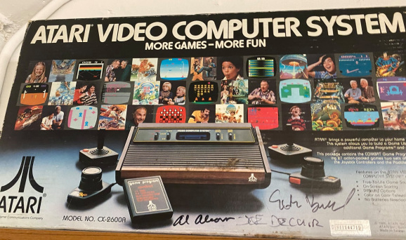 This Atari 2600 at the MADE was signed by company leaders including Nolan Bushnell and Allan Alcorn.