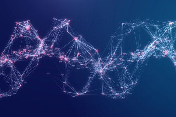 Technology Abstract Background futuristic design, DNA Geometric shape data connected line and dots,Futuristic digital background for Business Science and technology