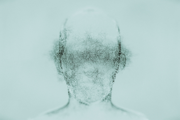 An unfinished sketch of a human head; only half done